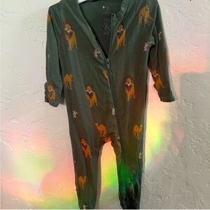 Green Baby Onesie with Lion and Camel Print